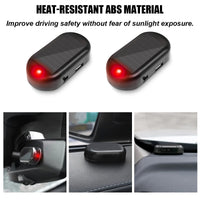 2PCS Car Solar Power Simulated Dummy Alarm, Anti-Theft LED Flashing Security Light Fake Lamp, Auto Warning Interior Safety Lights with USB Charger Port, Car Accessories for Most Cars (Red/2PCS)