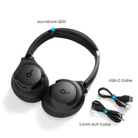 Soundcore by Anker Q20i Hybrid Active Noise Cancelling Headphones, Wireless Over-Ear Bluetooth, 40H Long ANC Playtime, Hi-Res Audio, Big Bass, Customize via an App, Transparency Mode (White) - Volt-Edge Technologies®