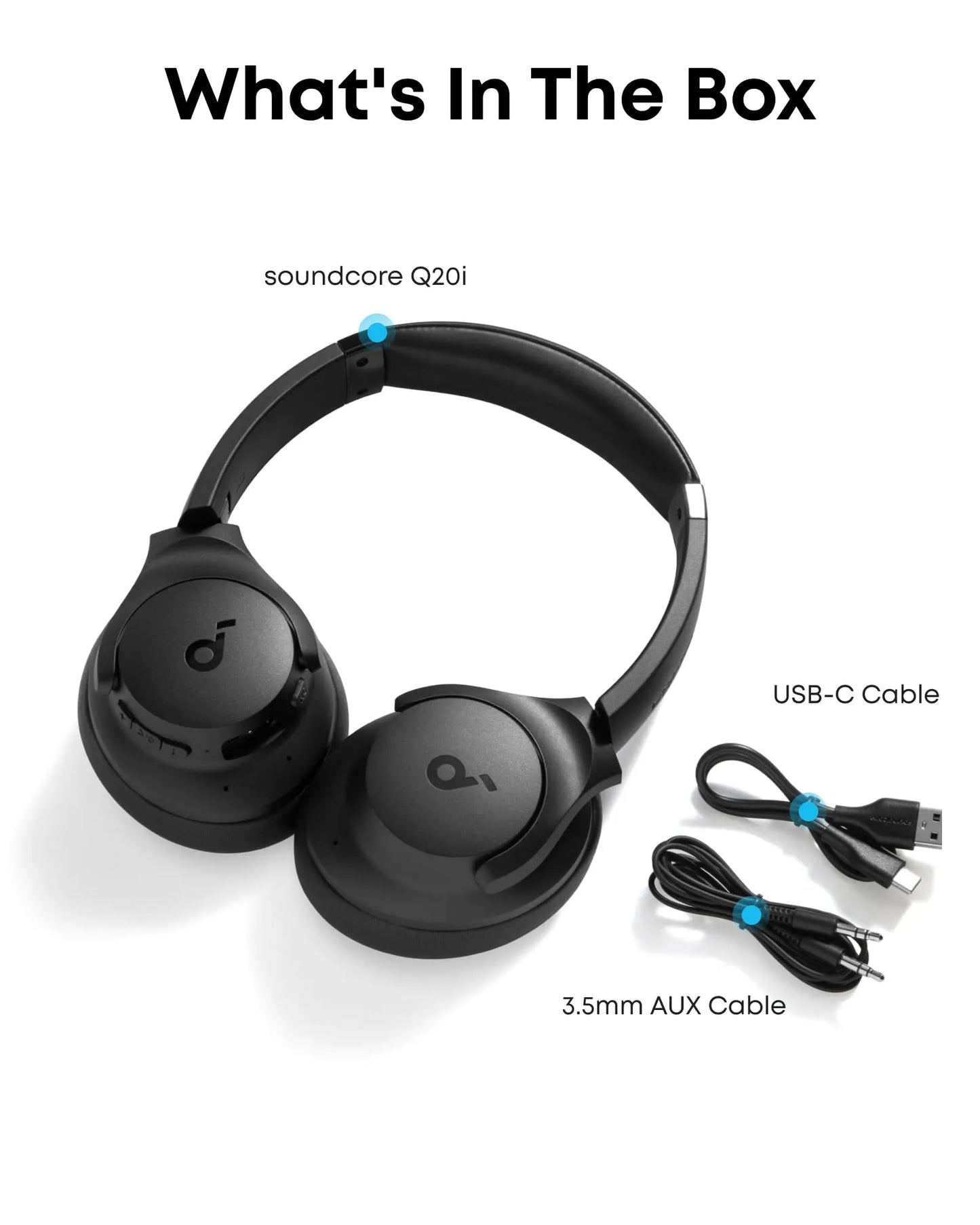 Soundcore by Anker Q20i Hybrid Active Noise Cancelling Headphones, Wireless Over-Ear Bluetooth, 40H Long ANC Playtime, Hi-Res Audio, Big Bass, Customize via an App, Transparency Mode (White) - Volt-Edge Technologies®