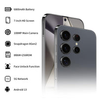 XUANMEIKE Unlocked Phone S24 Ultra Android Phone 8-core 8GB+256GB Cell Phone 7 inch HD Screen Mobile Phone 108MP+48MP Camera 6800 mAh Battery 5G Dual SIM (Titanium Black)