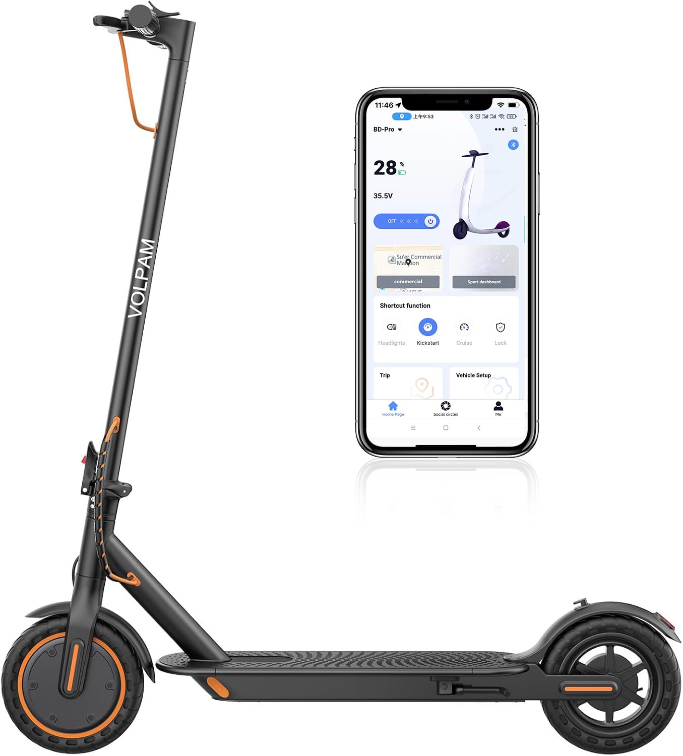 Electric Scooter for Adults, Max Speed 19 MPH, Up to 12 Miles Range, 350W Motor Adult E-Scooter, 8.5" Solid Tire, Foldable Scooter with Dual Braking, Smart APP, Light Control for Campus, Commuter - Volt-Edge Technologies®