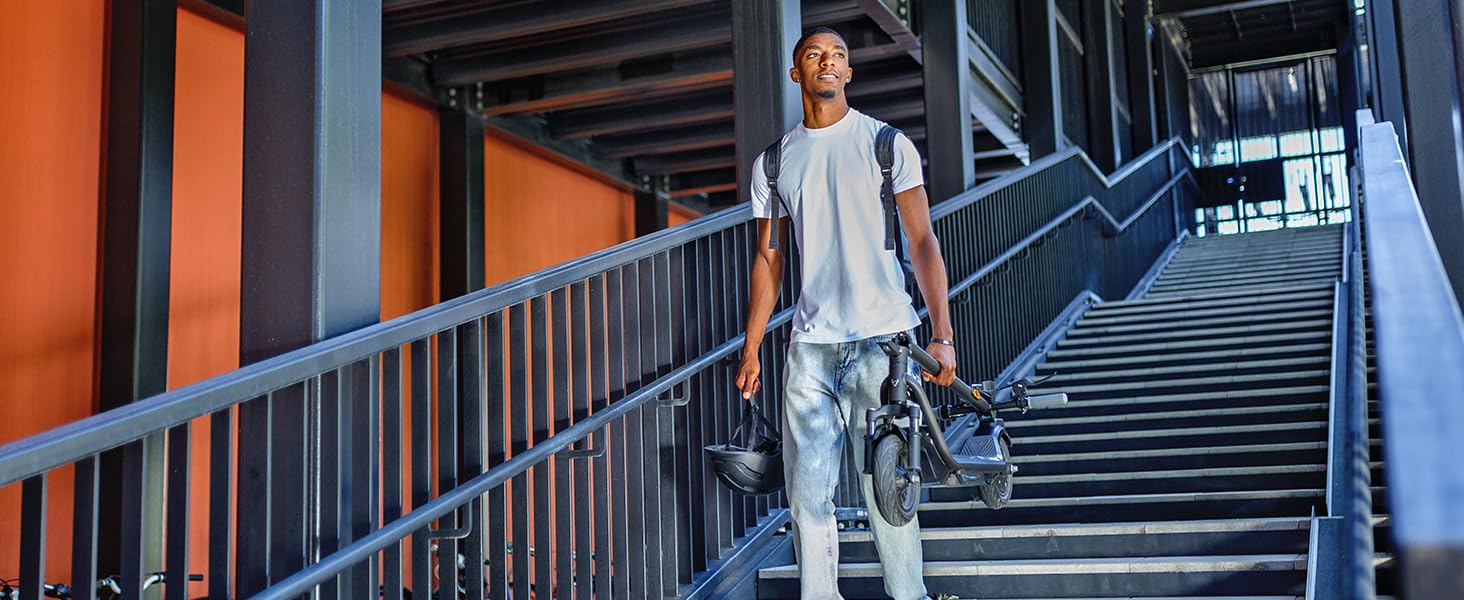 NIU Electric Scooter for Adults - Front Suspension, 600W Max Power, 18 Miles Range, Max Speed 17.4MPH, 9.5'' Pneumatic Tires, Dual Brakes, Easy Folding Portable Commuting Escooter, UL Certified