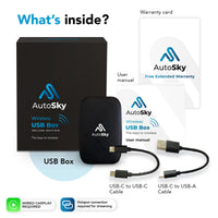 AutoSky AI Box Lite – Wireless CarPlay & Android Auto Adapter with Netflix & YouTube – Plug & Play CarPlay Converter – Works with Factory Wired CarPlay Systems (2016+)