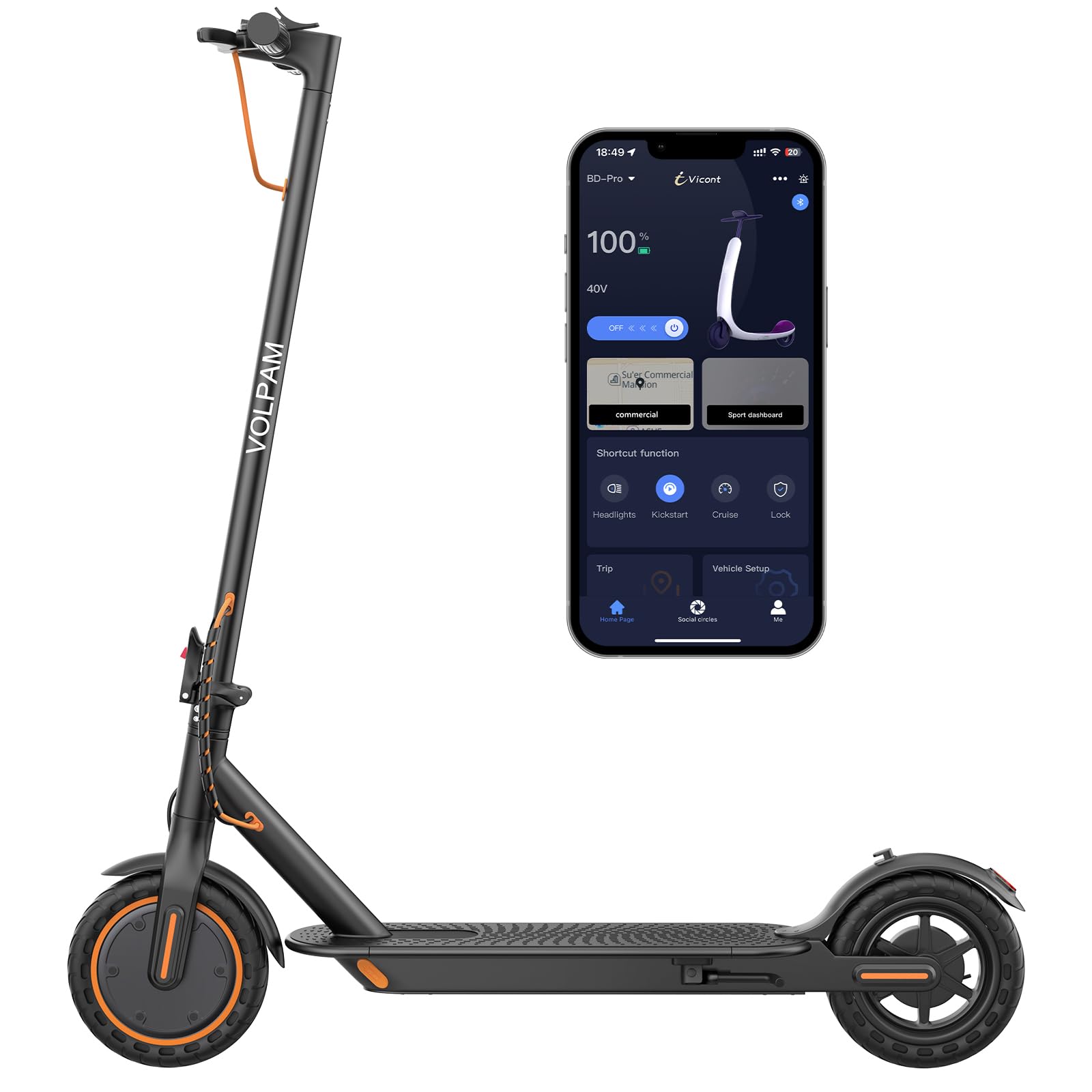 VOLPAM Electric Scooter, 350W/500W, 8.5"/10" Tires, 12/21/28 Miles Range, 16/19/22Mph, Folding E-Scooter with Dual Braking (8.5''-12Miles-350W) - Volt-Edge Technologies®