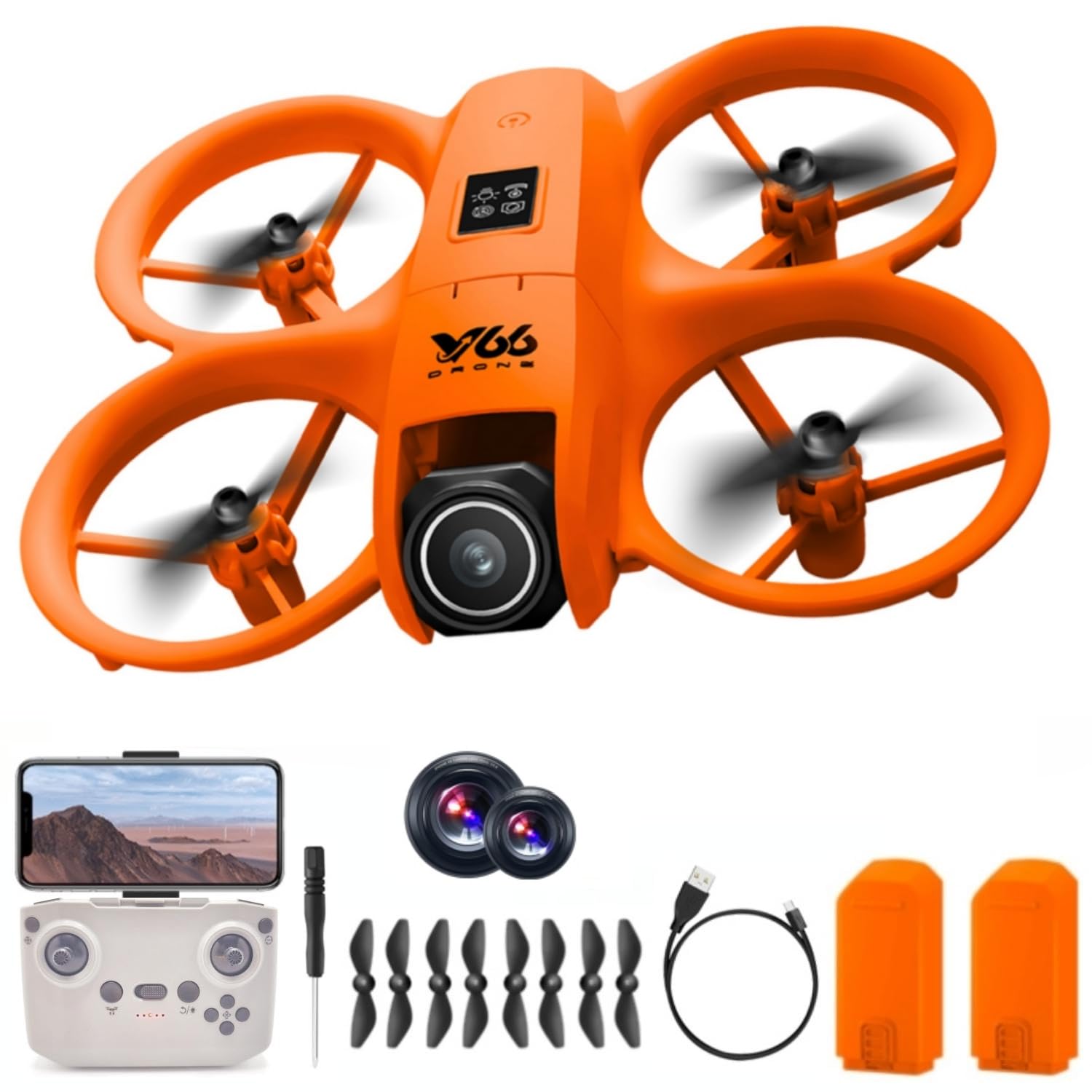 RC Small Drone with Dual Cameras, Propeller Guard, Altitude Hold, One-Key Takeoff, 3D Flips, 2 Batteries, Intelligent Obstacle Avoidance, Remote Control Helicopter Airplane, Hovering, APP Control, LED Lights, for Beginners FPV Palm Takeoff Mini Quadcopter