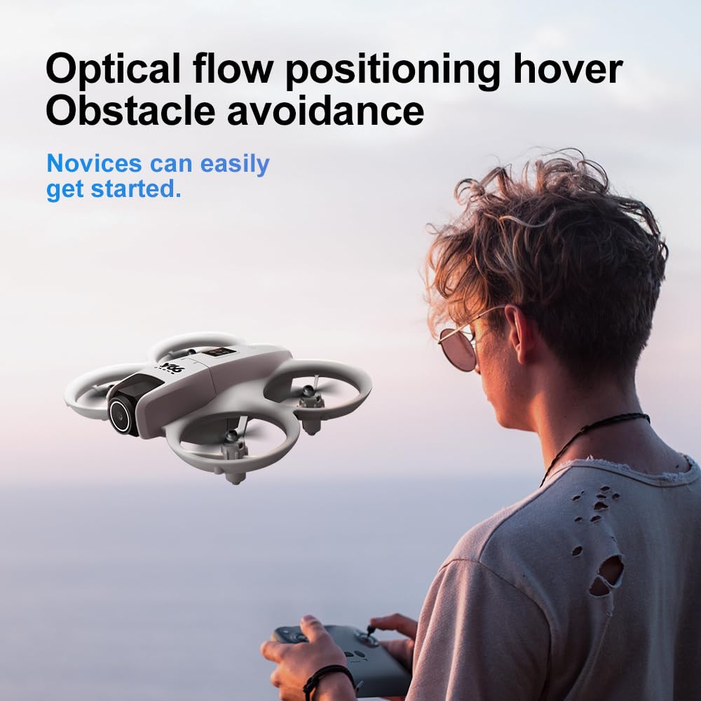 RC Small Drone with Dual Cameras, Propeller Guard, Altitude Hold, One-Key Takeoff, 3D Flips, 2 Batteries, Intelligent Obstacle Avoidance, Remote Control Helicopter Airplane, Hovering, APP Control, LED Lights, for Beginners FPV Palm Takeoff Mini Quadcopter