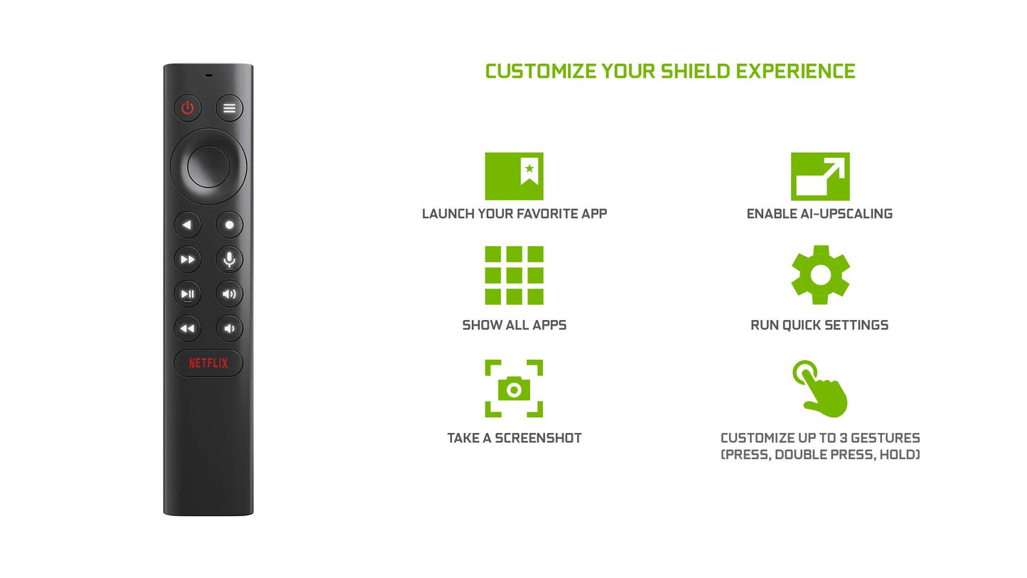 NVIDIA SHIELD Remote; Voice Search, Motion-Activated, Backlit Buttons, Customizable Menu Buttons, and IR Blaster to Control your TV
