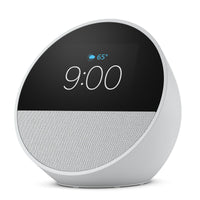 Amazon Echo Spot (newest model), Great for nightstands, offices and kitchens, Smart alarm clock with Alexa, Glacier White