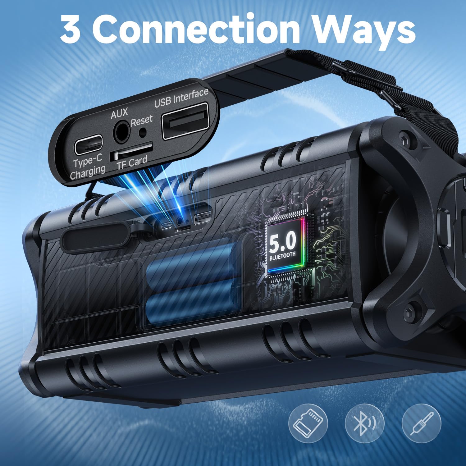 W-KING Bluetooth Speaker, 90W Max Portable Outdoor Speaker Loud, IPX6 Waterproof/50W Deep Bass Subwoofer/40H/EQ/Dual Pairing/TF/AUX, Large Boombox Speakers Bluetooth Wireless for Party/Beach/Jobside - Volt-Edge Technologies®