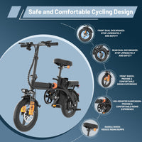 Folding Electric Bike for Adults and Teens, 14" Foldable E-Bike with 500W Motor, Commuter Mini Ebike with 48V Removable Battery UL 2849 Certified, Electric Bicycle with 25 Miles PAS Range (Black) - Volt-Edge Technologies®