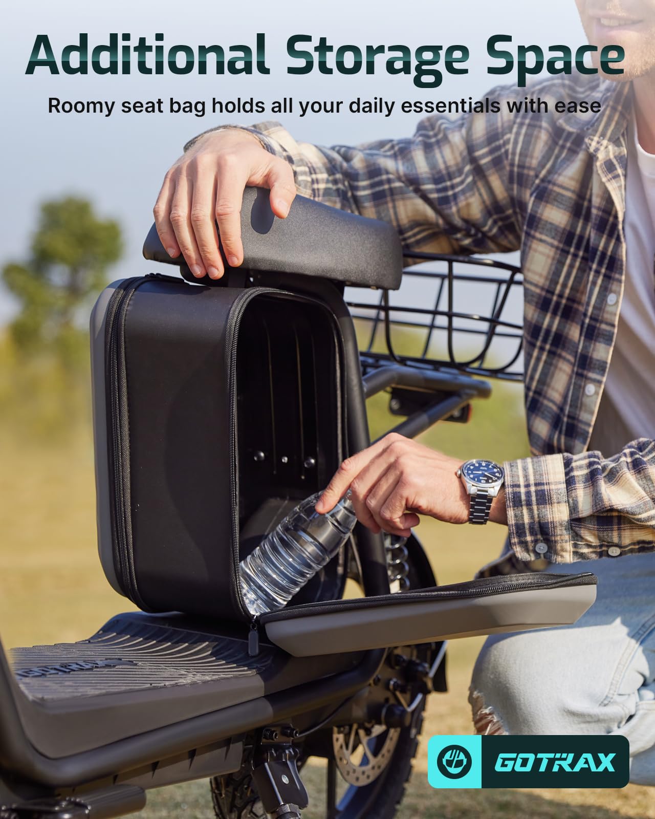 Gotrax A7 Electric Scooter for Adults-16 Pneumatic Tires, 500W Motor Hits 20 Mph, 28 Miles Range & 2 Gears, Comfortable Seat & Big Seat Bag, Wider Deck & Carry Basket for Daily Commuting Black