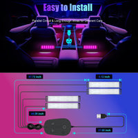 Honalia Car LED Lights Interior, RGB Interior Car Lights with App Control and Music Sync, USB Under Dash LED Lights for Jeeps Trucks SUVs, DC 5V