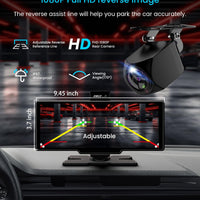 Portable Apple Carplay Screen, 10’’ Car Stereo Wireless Car Play & Android Auto Touch Screen, 4K Dash Cam, 1080P Backup Camera, Mirror Link/Voice Control/Music Play/GPS Navigation