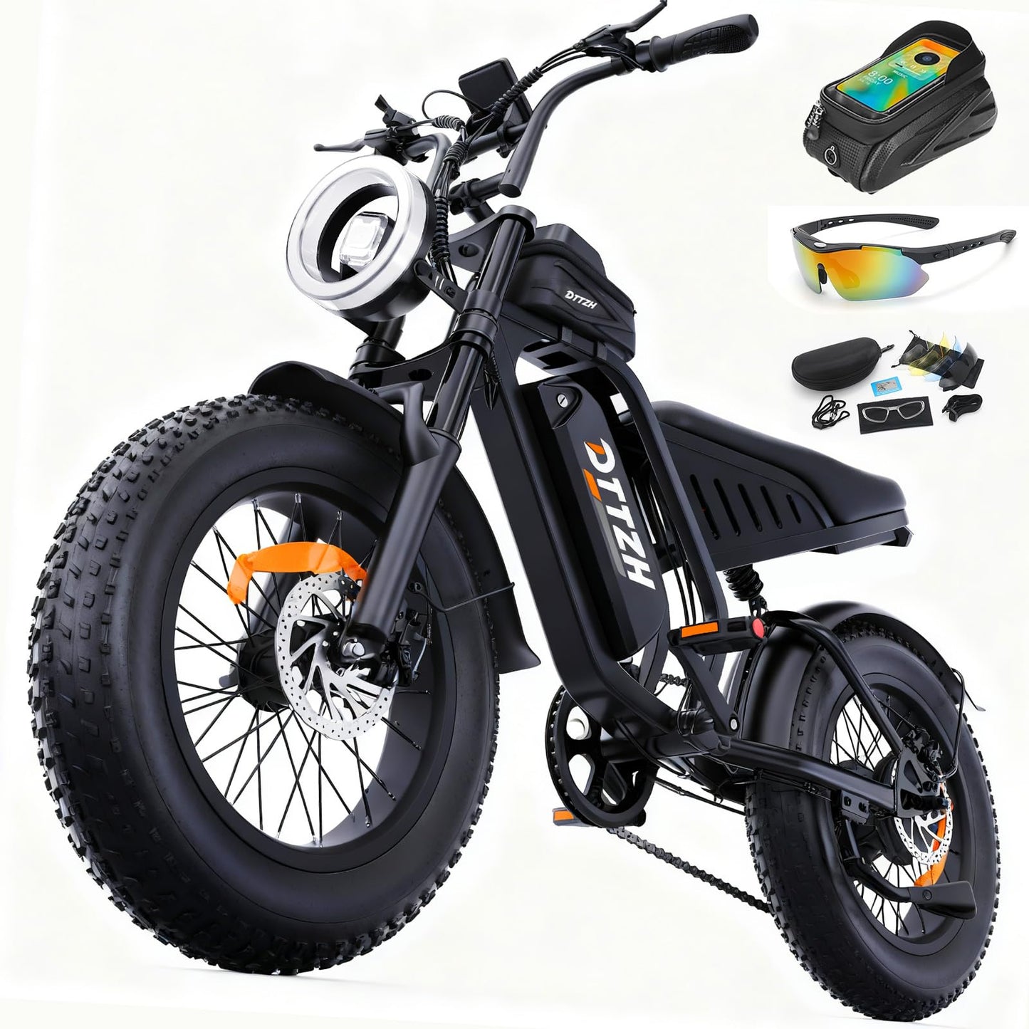 DTTZH F6 1500W Adult Electric Bike, 33MPH Fast E Bikes for Adults Electric, 20" x 4" Fat Tire Ebike, 750W Motor Long Range Electric Mountain Bikes, 48V 15Ah UL 2849 Certified, 60 Miles Range - Black