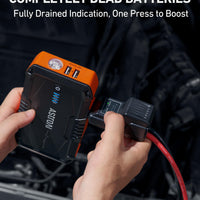 AstroAI S8 Car Battery Jump Starter, Car Jumper Starter Battery Pack for Up to 6.0L Gas & 3.0L Diesel Engines, 12V Portable Jump Box with 3 Modes Flashlight and Jumper Cable (Orange)