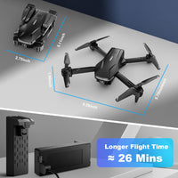 Drones with Camera for Adults 1080P HD Foldable Drone with Carrying Case Drone with One Key Take Off/Land, 3 Speed Mode, 360° Flip Dark Black