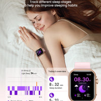 Smart Watch for Women Men Fitness: Smart Watch for iPhone&Android Bluetooth Call with SpO2 Sleep Heart Rate Monitor,IP68,Fitness Tracker with 120+Sport,Reloj Inteligente 30 Day+Battery Life, 2 Bands