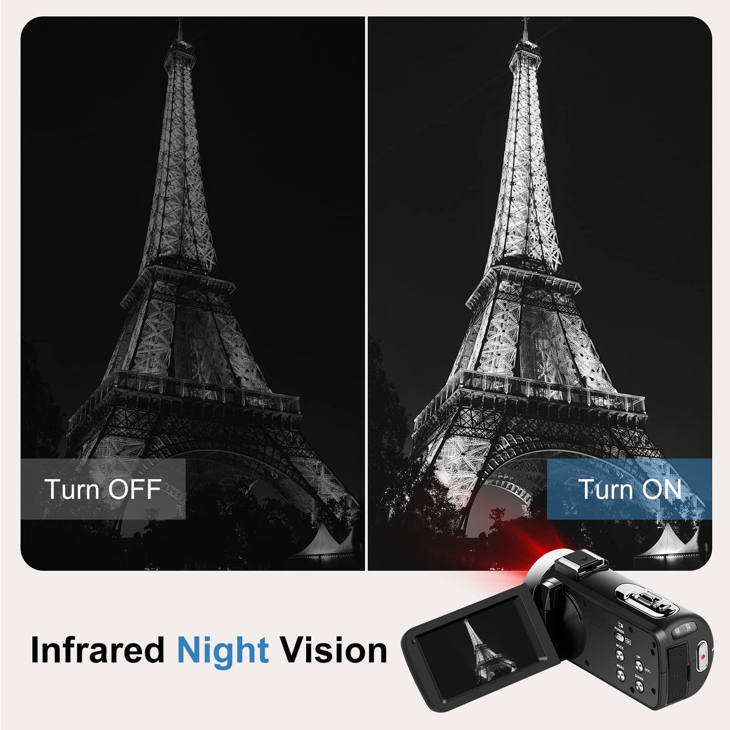 4K Camcorder Video Camera Ultra HD 80MP Vlogging Camera for YouTube IR Night Vision Camera 18X Digital Zoom 3.0 IPS Screen Video Recorder with 32GB SD Card, 2 Batteries, Remote Control, and Stabilizer