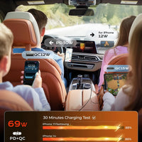 LISEN Retractable Car Charger, White Elephant Gifts for Men Women, 69W Cars Adapter USB C Fast Charger, Car Accessories for Women Men, Gifts for Dad Mom, for iPhone 17 Pro Max Air 16 15 14 13 12 Plus