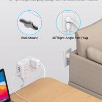 Power Strips with Surge Protection - HANYCONY 8 Widely Outlets with 4 USB Ports (2 USB C), 3-Side Outlet Extender Strip, 5 Ft Extension Cord, Ideal for Home Office College Dorm Room Essentials