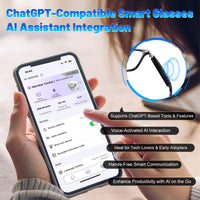 AI Translation Smart Glasses with 138 Languages, Bluetooth Glasses Compatible with ChatGPT, Photochromic Lens with Open-Ear Speakers for Men Women, for Travel, Business, Driving