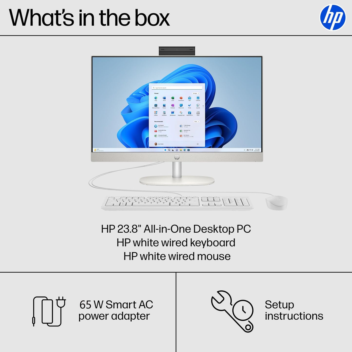 HP 24 Touchscreen All-in-One Desktop Computer for Home and School, Intel Processor, 23.8" FHD Display, 32GB DDR4 RAM, 1TB PCIe SSD, WiFi 6, Bluetooth 5.3, Business AIO, White