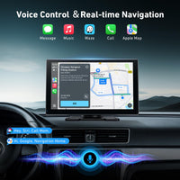 Gikktdr Wireless Carplay Screen for Car & Android Auto, 4K Dash Cam + 1080P Backup Camera, Portable Touchscreen, GPS Navigation, Bluetooth for All Cars (9inch)