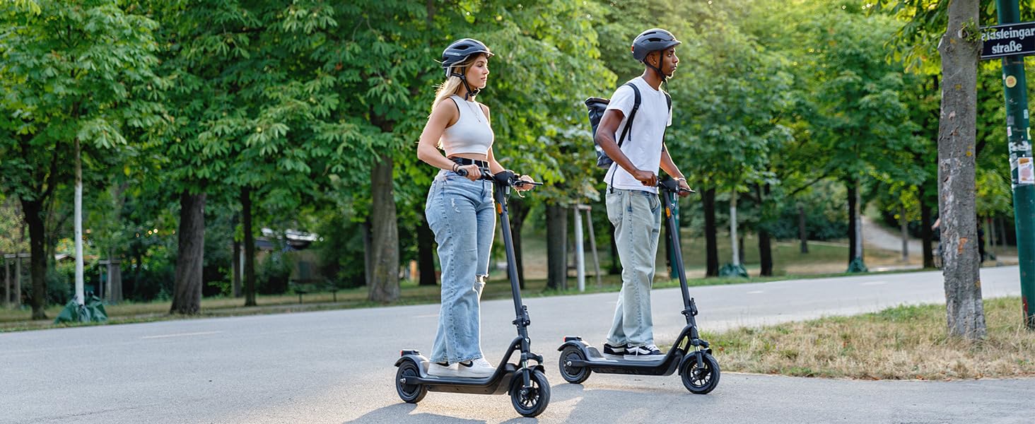 NIU Electric Scooter for Adults - Front Suspension, 600W Max Power, 18 Miles Range, Max Speed 17.4MPH, 9.5'' Pneumatic Tires, Dual Brakes, Easy Folding Portable Commuting Escooter, UL Certified