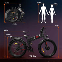 Folding Electric Bike for Adults, 3000W Peak Ebike, 48V 23Ah Removable Battery, Dual Motor 26" Fat Tire E-Bike, Up to 35MPH & 60 Miles Range, All-Terrain Electric Dirt Bike for Mountain & City Ride