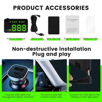KUOWEIHUD Heads up Display for Cars,Car HUD,Head up Display for Car,Car Speedometer Display,Automatic Brightness Adjustment,Speeding Alert,USB Cable Plug & Play
