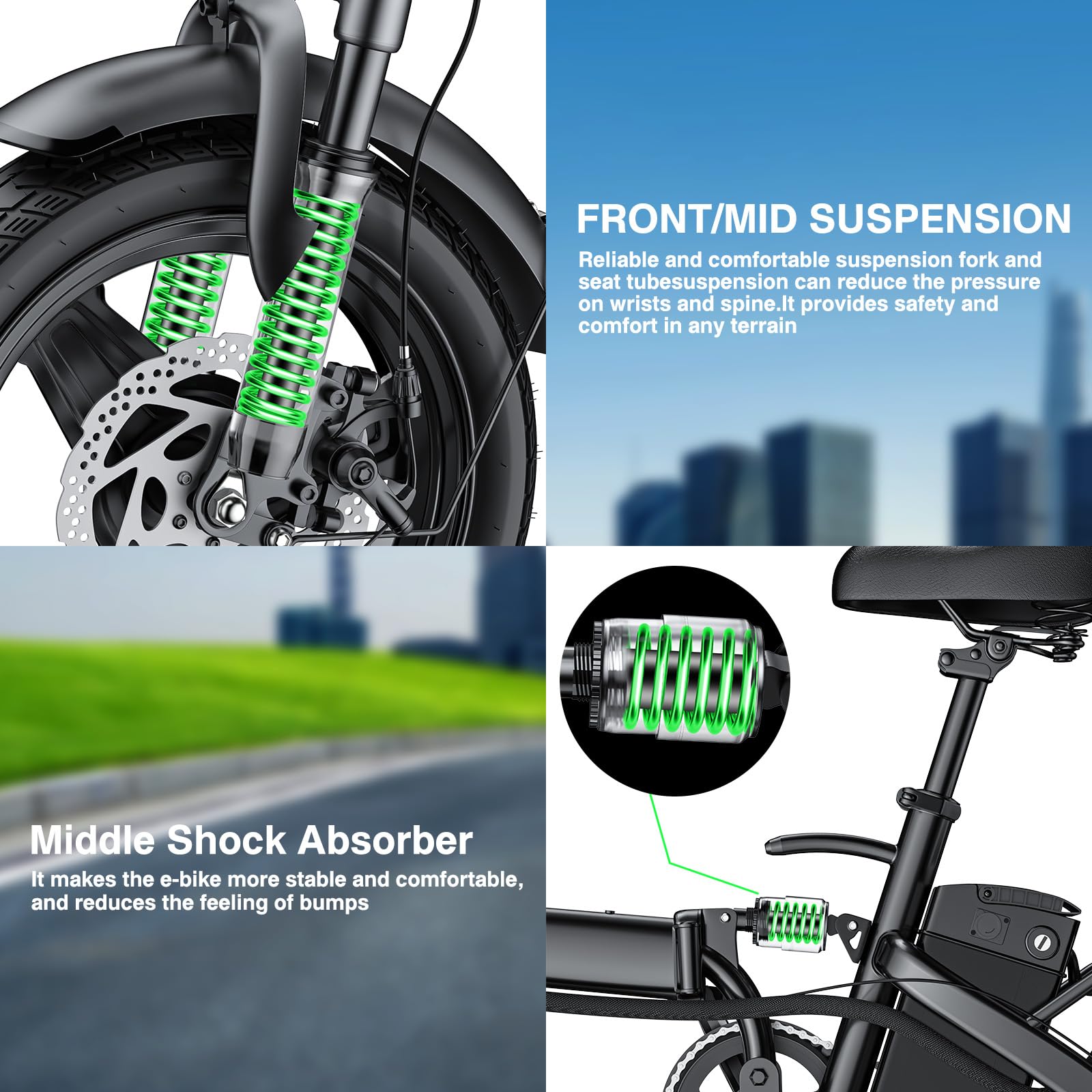 Electric Bike for Adults and Teens, 560W Motor 24MPH Compact Commuter Folding Ebike, 32 Miles Range, 48V 10Ah Battery, 3-Level Pedal Assist, 14" Foldable Mini Electric Bicycle, UL 2849 Certified