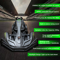 JYXKART Go Karts for Adults, PRO Electric Go Kart Build in 1500W*2 AC Brushless Motor with 54V8A Removable Lithium Battery and Handbrake, 40km/h High Speed Drifting Gokart for Ages 14+ Up to 2m/200kg