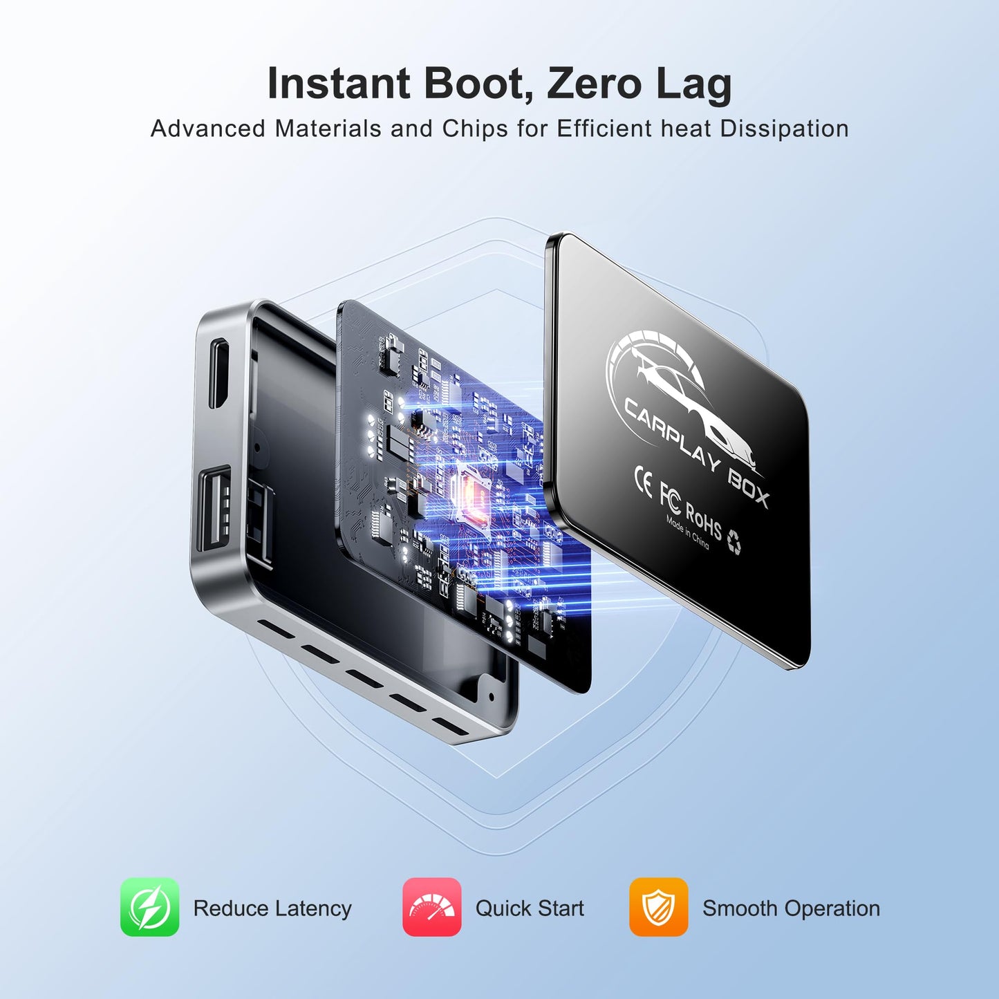 AI Box Wireless CarPlay & Auto Adapter - Plug & Play, Dual-Band WiFi, Bluetooth 5.0, 4K Video Support, Android 12.0 System, Compatible with Factory CarPlay & Android Auto （4GB RAM+32GB ROM）