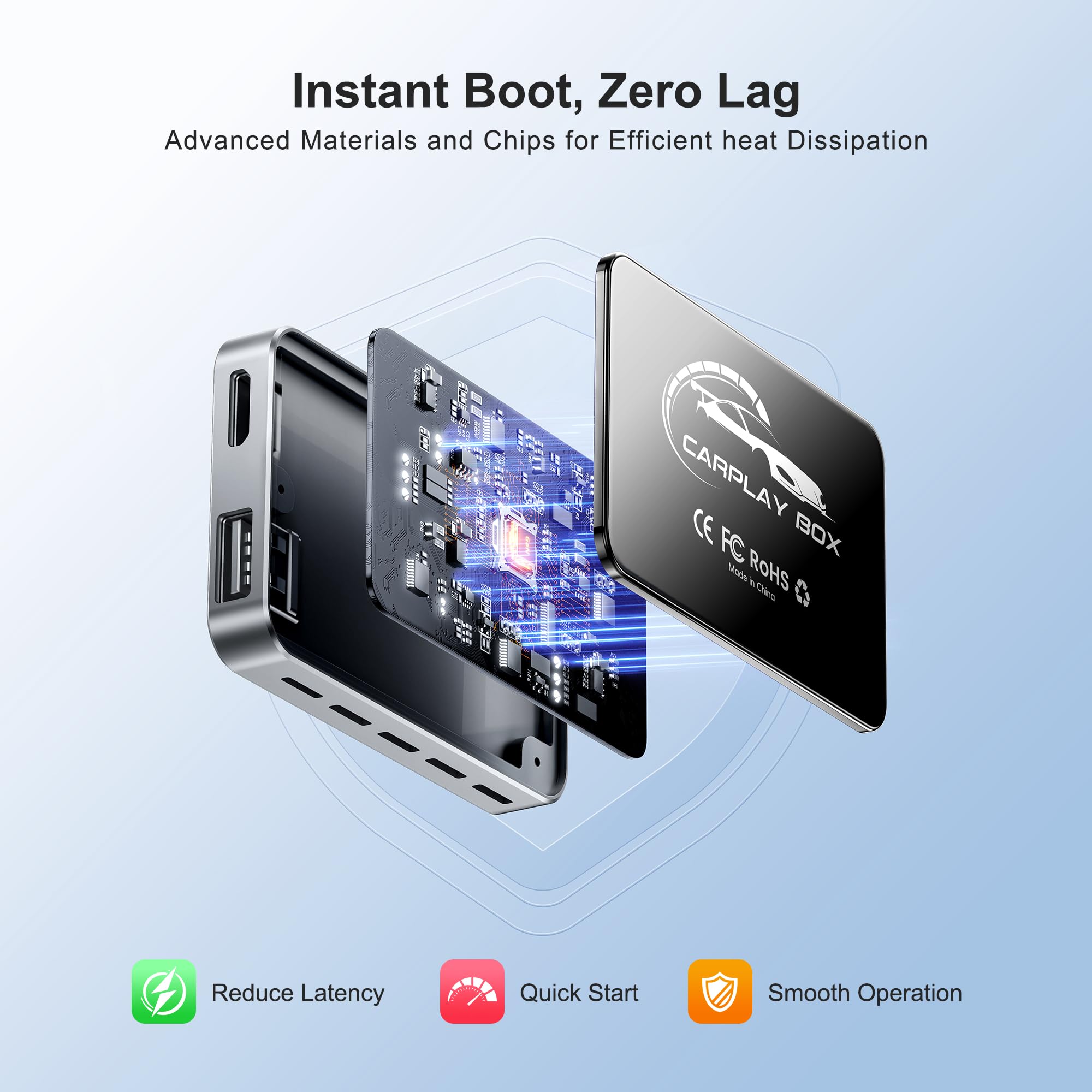 AI Box Wireless CarPlay & Auto Adapter - Plug & Play, Dual-Band WiFi, Bluetooth 5.0, 4K Video Support, Android 12.0 System, Compatible with Factory CarPlay & Android Auto （4GB RAM+32GB ROM）