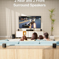 ULTIMEA 7.1ch Virtual Surround Sound Bar, Sound Bar for Smart TV with 4 Surround Speakers, Peak Power 330W, Surround Sound System for TV, App Control, TV Soundbar with Subwoofer, Opt/AUX/BT, Aura A40