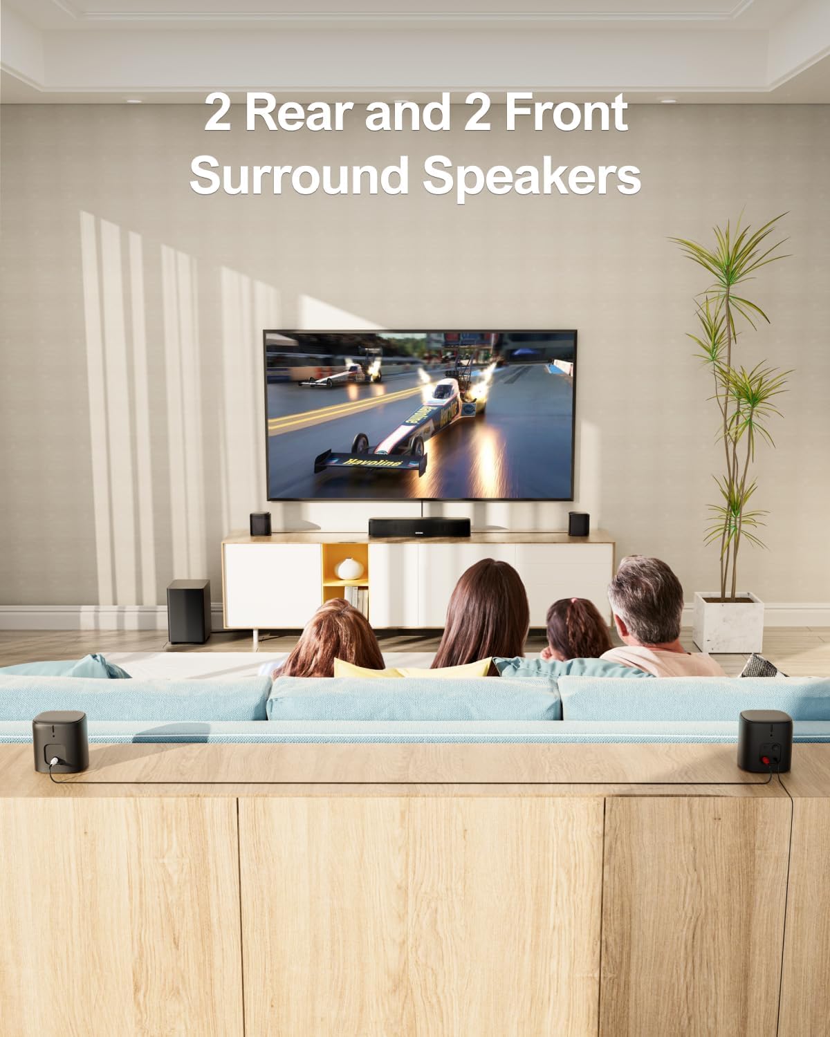 ULTIMEA 7.1ch Virtual Surround Sound Bar, Sound Bar for Smart TV with 4 Surround Speakers, Peak Power 330W, Surround Sound System for TV, App Control, TV Soundbar with Subwoofer, Opt/AUX/BT, Aura A40