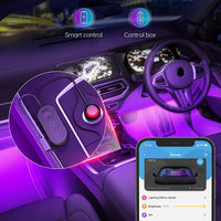 Govee Car LED Lights, Smart Car Interior Lights with App Control, RGB Lights with DIY Mode and Music Mode, 2 Lines Design LED Lights for Cars with Car Charger, 12V