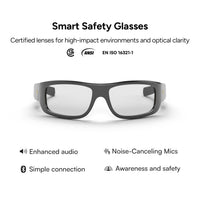 Lucyd Armor Smart Safety Glasses for Men & Women, TR90 Frame, Bluetooth Smart Safety Glasses with Light Adaptive Lenses, Open Ear Speakers & Microphone - ANSI Z87.1 (Standard)