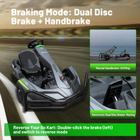 JYXKART Go Karts for Adults, PRO Electric Go Kart Build in 1500W*2 AC Brushless Motor with 54V8A Removable Lithium Battery and Handbrake, 40km/h High Speed Drifting Gokart for Ages 14+ Up to 2m/200kg