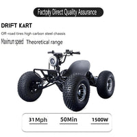 Zyliathor Electric Go Kart Adults/Kids Off-Road 48V 1500W Motor 12-31MPH, 8'' Alum Wheels, 10.4Ah(12+Mi) 440lbs, 3-Speed LED & Charger (Black)