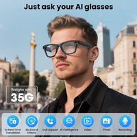 Mingtawn AI Smart Glasses 4K HD Camera, BT Call, 800W Anti-Shake Camera Glasses with Video Recording Dual Mic, Simultaneous Interpretation/GPT Identify Objects, 270mAh Blue Light Glasses（Blue）