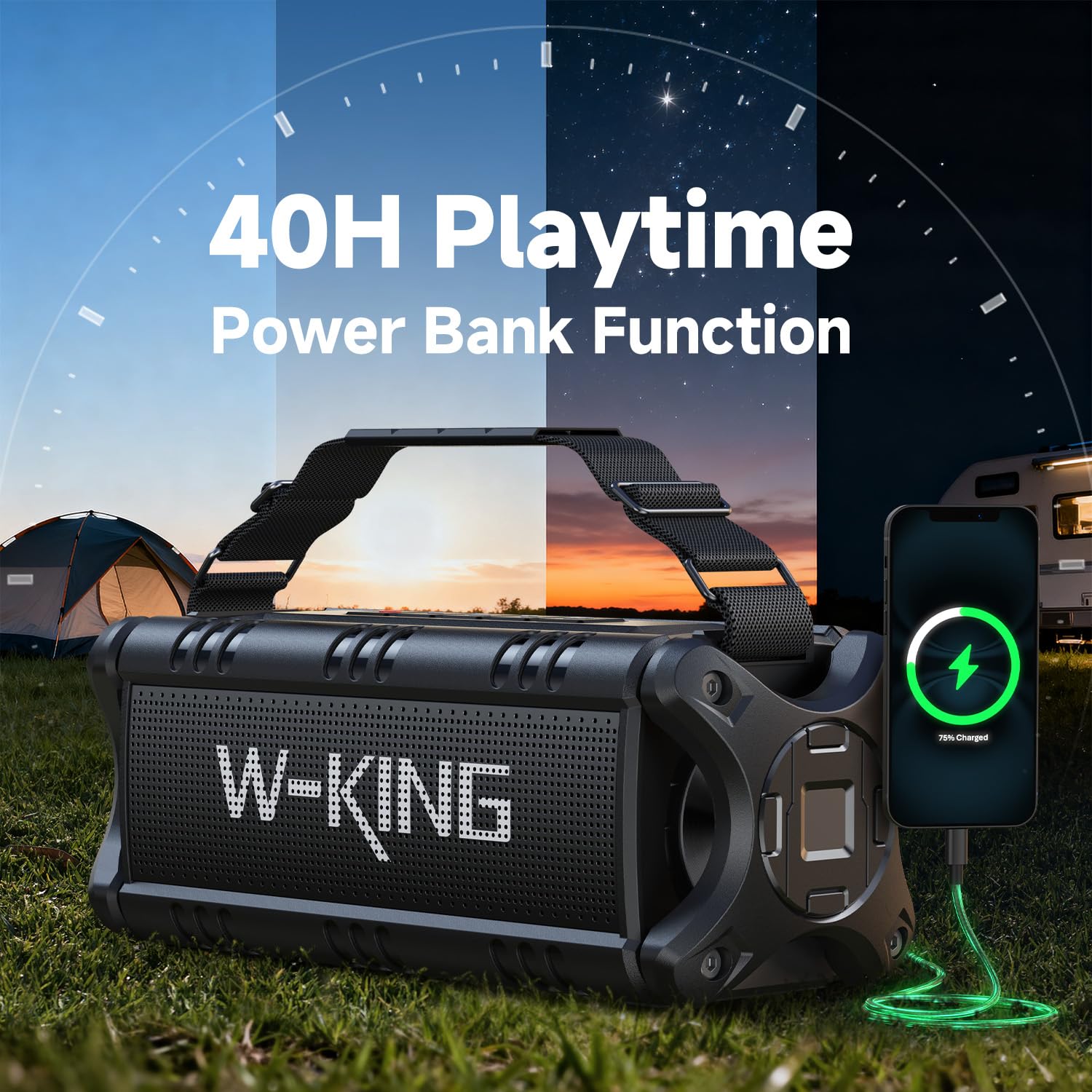 W-KING Bluetooth Speaker, 90W Max Portable Outdoor Speaker Loud, IPX6 Waterproof/50W Deep Bass Subwoofer/40H/EQ/Dual Pairing/TF/AUX, Large Boombox Speakers Bluetooth Wireless for Party/Beach/Jobside - Volt-Edge Technologies®