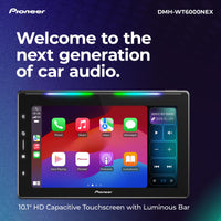 Pioneer DMH-WT6000NEX 10.1" Multimedia Digital Media Receiver Single Din - Built in WiFi, Bluetooth, Wireless Apple CarPlay, Android Auto, HD Radio, Luminous Bar, Touchscreen, Rear Camera Inputs