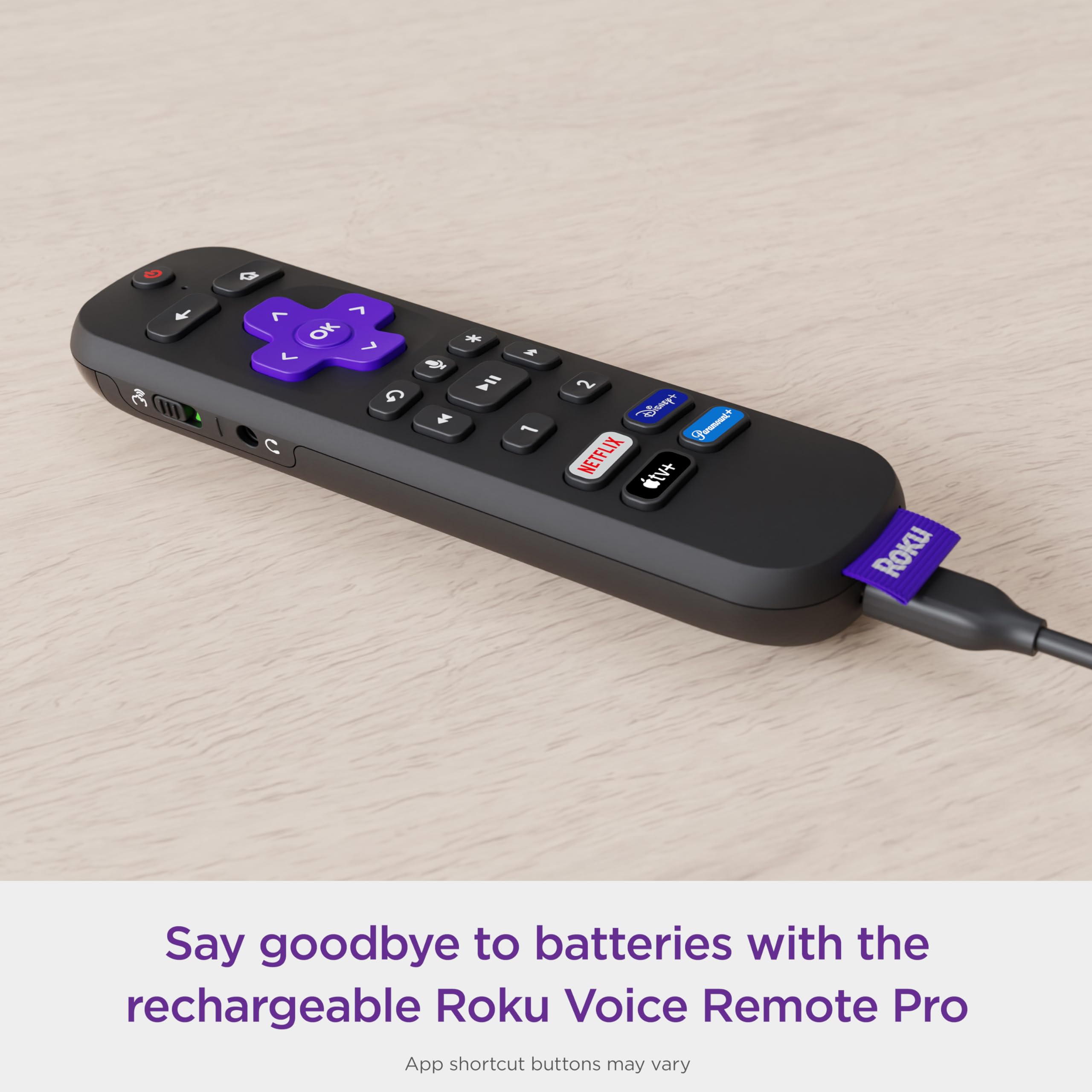 Roku Voice Remote Pro | Rechargeable with Hands-free Voice Controls, Headphone Mode & Lost Device Locator - Compatible with RokuTV, Players & Audio Devices