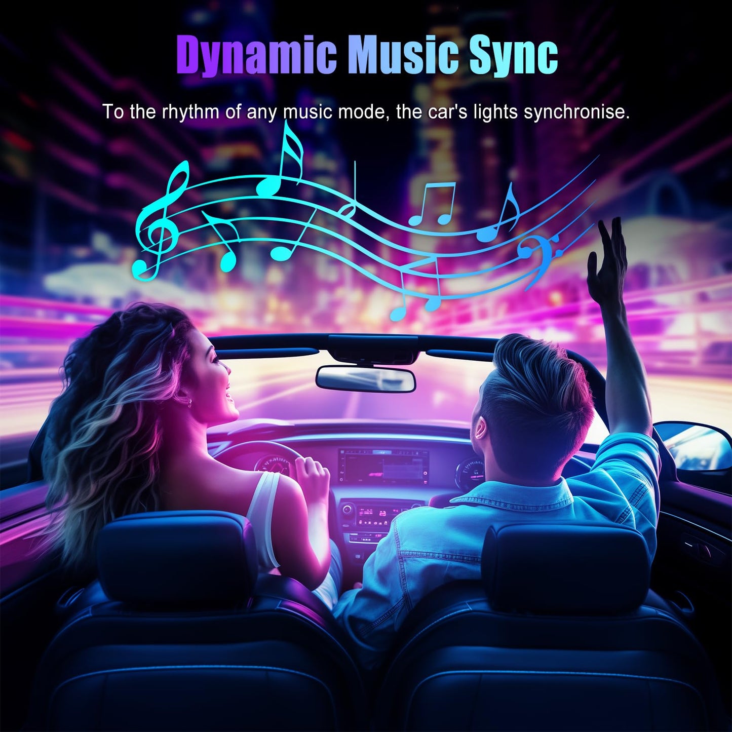 Honalia Car LED Lights Interior, RGB Interior Car Lights with App Control and Music Sync, USB Under Dash LED Lights for Jeeps Trucks SUVs, DC 5V