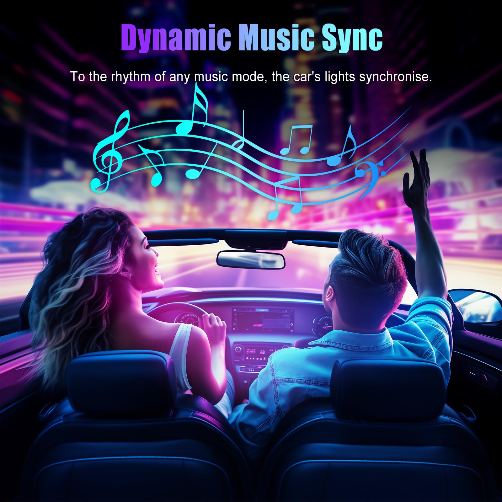 Honalia Car LED Lights Interior, RGB Interior Car Lights with App Control and Music Sync, USB Under Dash LED Lights for Jeeps Trucks SUVs, DC 5V