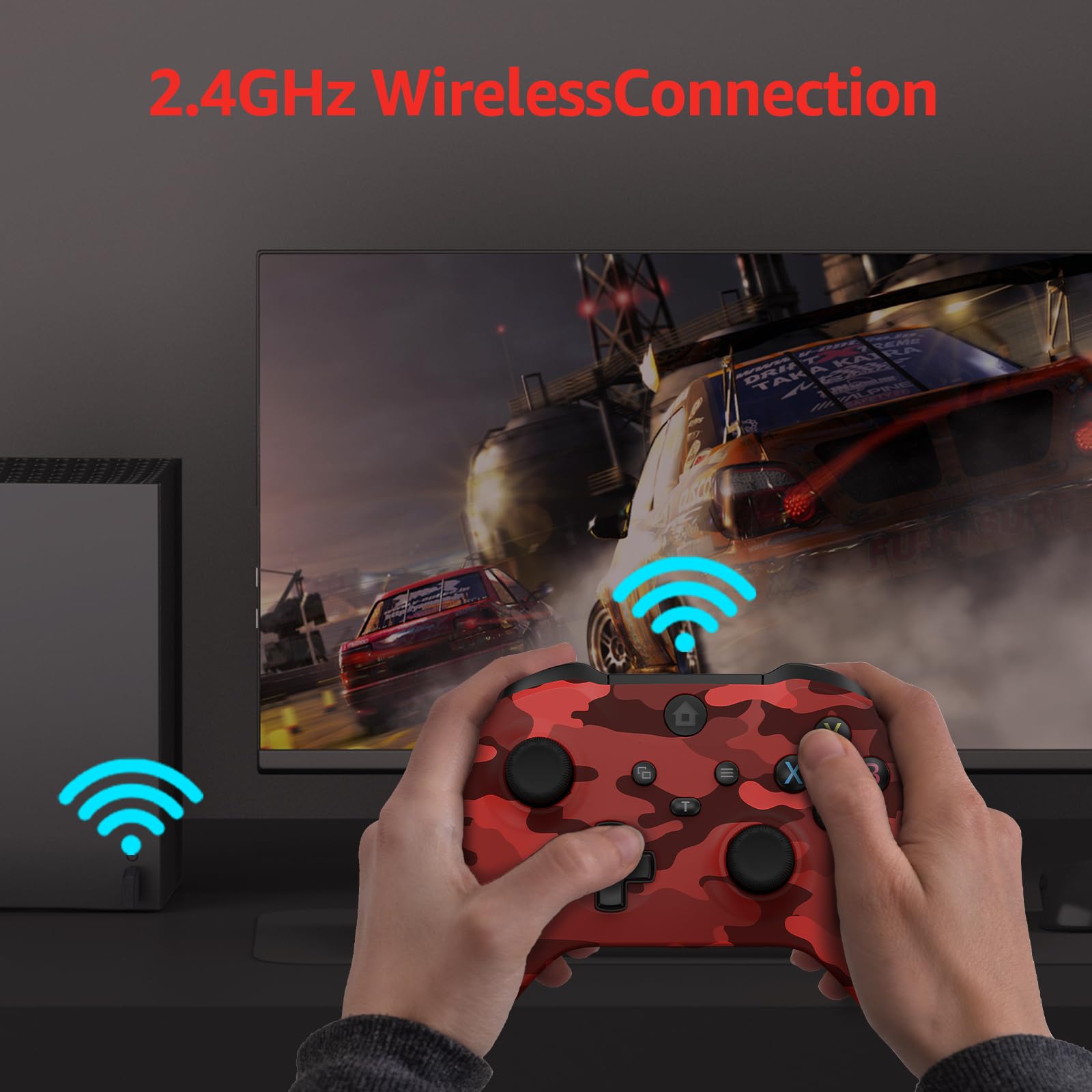 GMVOX Wireless Controller for XBOX, Gaming Controller Support Turbo/3.5MM Audio Jack/Dual Vibration, Controller Compatible with XBOX One/ One S/X, XBOX Series S/X, PC, IOS, Android Platforms,with 2.4g Adapter,Camo Red