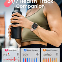 Smart Watch for Women Men Fitness: Smart Watch for iPhone&Android Bluetooth Call with SpO2 Sleep Heart Rate Monitor,IP68,Fitness Tracker with 120+Sport,Reloj Inteligente 30 Day+Battery Life, 2 Bands