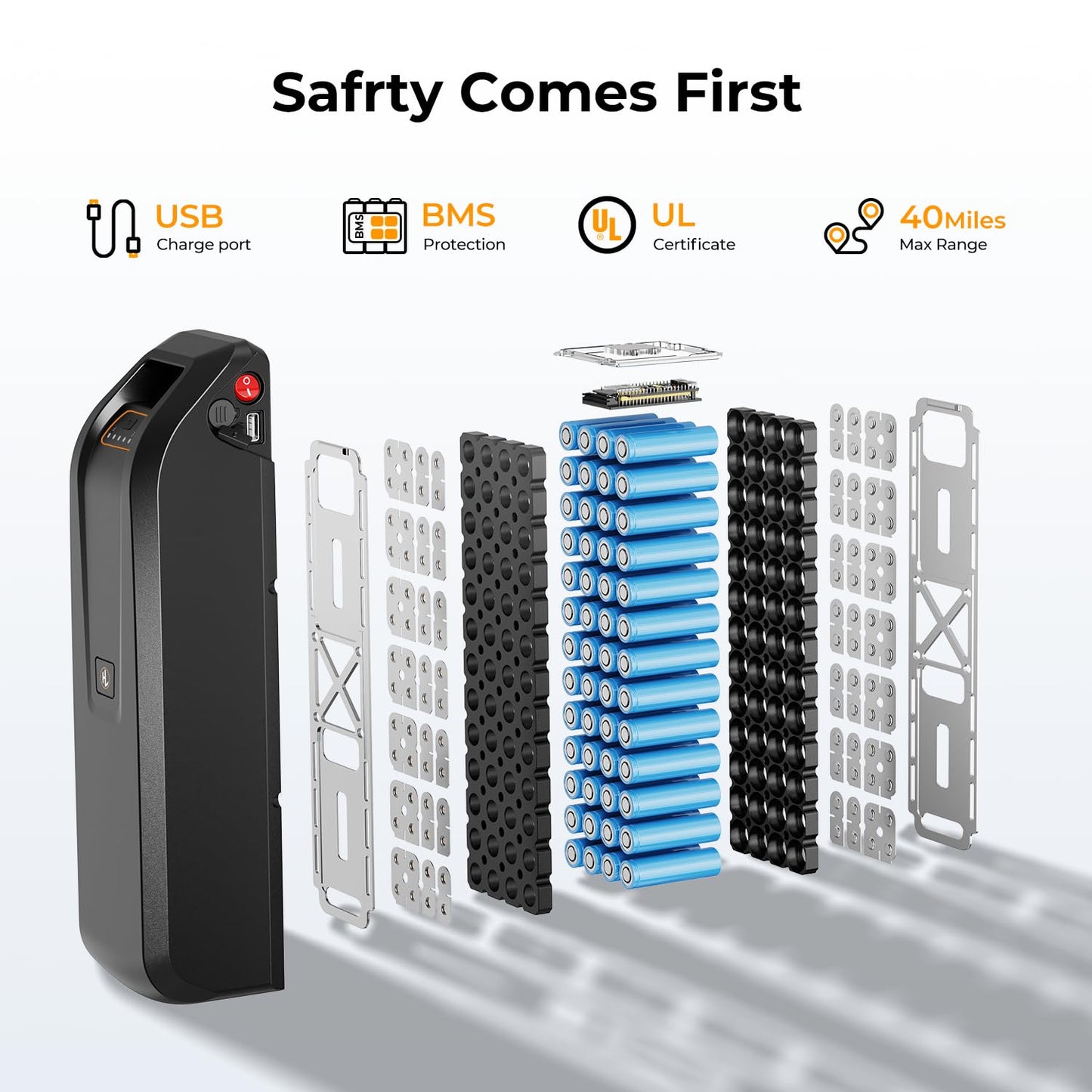 Jasion EB5 Electric Bike for Adults with Peak 750W Brushless Motor, 40Miles 20MPH Commuting Electric Mountain Bike with 360Wh Removable Battery, 7-Speed, 26" Tires and Front Fork Suspension