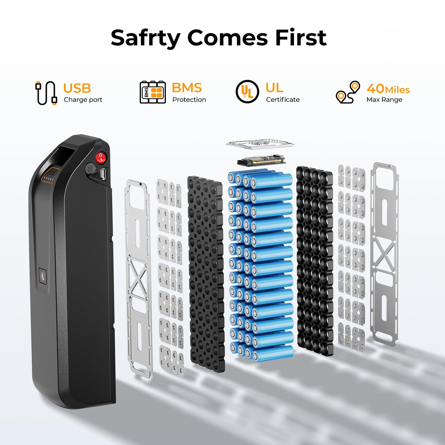 Jasion EB5 Electric Bike for Adults with Peak 750W Brushless Motor, 40Miles 20MPH Commuting Electric Mountain Bike with 360Wh Removable Battery, 7-Speed, 26" Tires and Front Fork Suspension